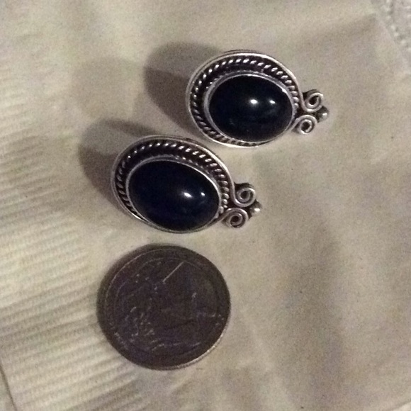 Classy Black Onyx Sterling Silver Earrings - Picture 8 of 10